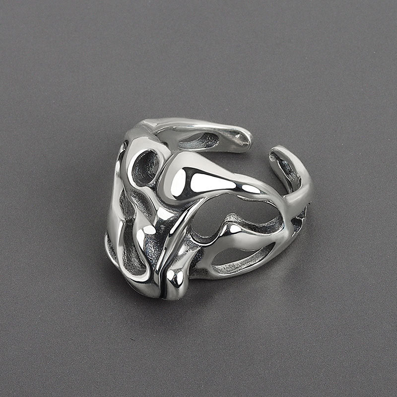 Silver Color Hollow Surface Bump Ring